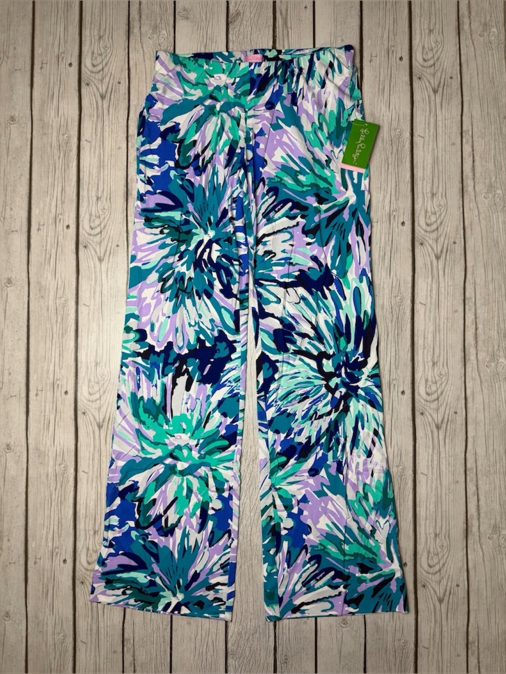 NWT Lilly Pulitzer Women's S Georgia May Palazzo Pants Capri Teal Off Tropic